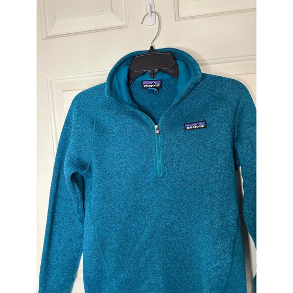 Patagonia Womens Small Quarter-Zip Blue Fleece Pullover With Arm Pocket - Picture 9 of 10